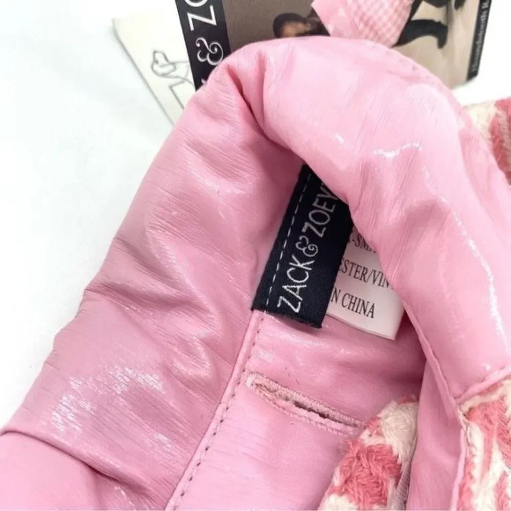 Zack & Zoey Pink Houndstooth Dog Reversible Rain Jacket Coat XS